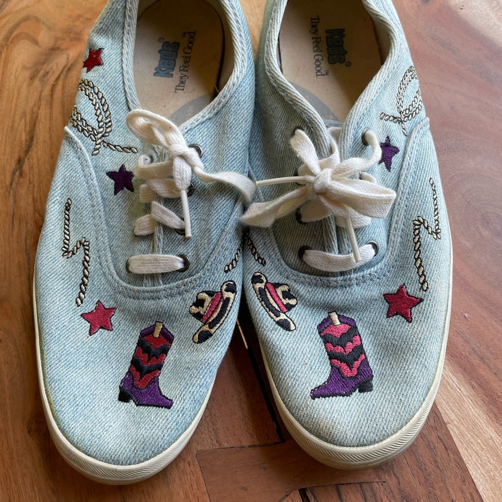 Vintage Keds embroidered cowboy sneakers